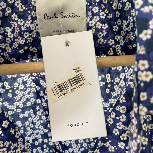 Paul Smith Men Blue Floral Shirt - Picture 9 of 9